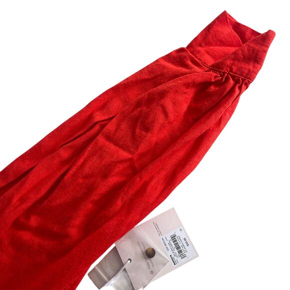 LC Lauren Conrad Blouse Womens Medium Linen Rayon Button Front Red-orange - Picture 4 of 9